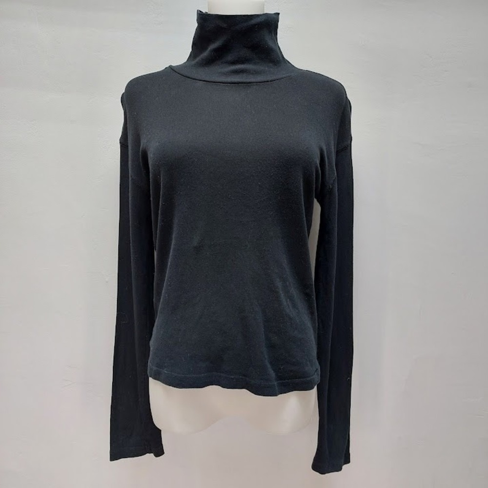 Moussy Turtleneck Top Women's One Size Black Cotton Long Sleeve Minimalist